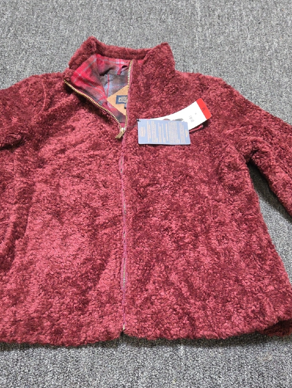Pendleton Burgundy Plush Zip-Front Jacket